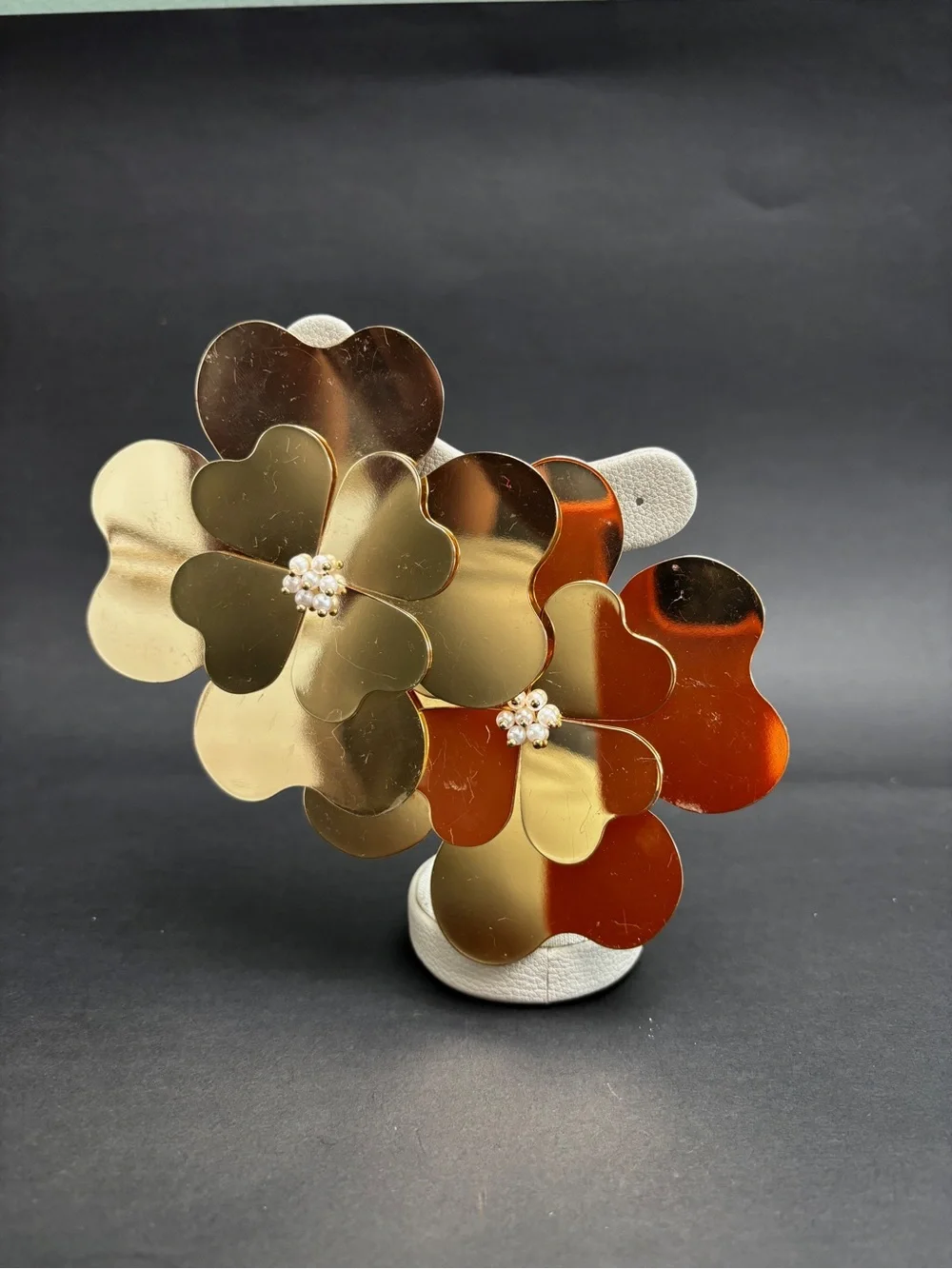 OFUURE Metallic Gold Flower Earrings